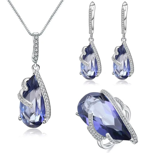 ArtistA Luna Poise Blue Jewellery Set in 925 Sterling Silver
