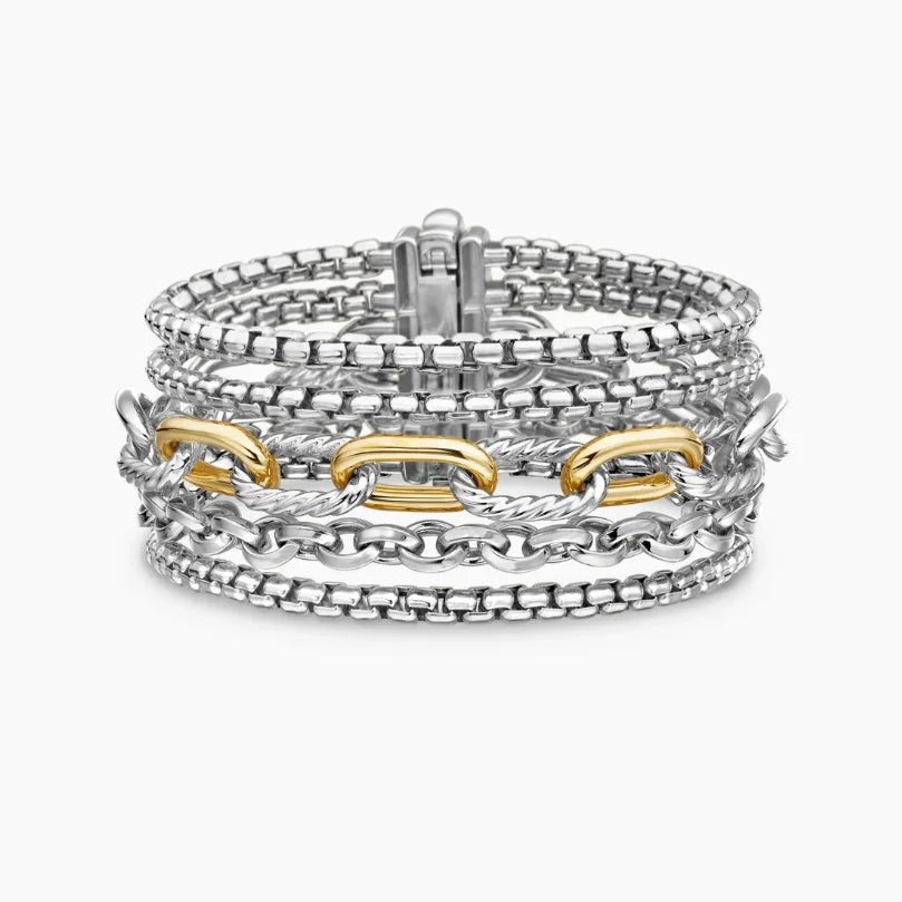FASHIONISTA DY High-Quality Silver-Plated 29mm Multi-Row Bracelet, Gold-Plated 29mm Bracelet, Jewelry