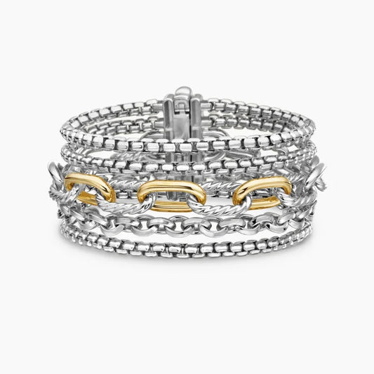 FASHIONISTA DY High-Quality Silver-Plated 29mm Multi-Row Bracelet, Gold-Plated 29mm Bracelet, Jewelry
