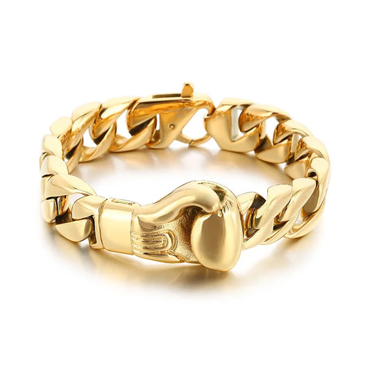 KALEN Fine Jewelry Fashion Bracelets Men Stainless Steel Trendy Boxing Glove Cuban Bracelet Bangle