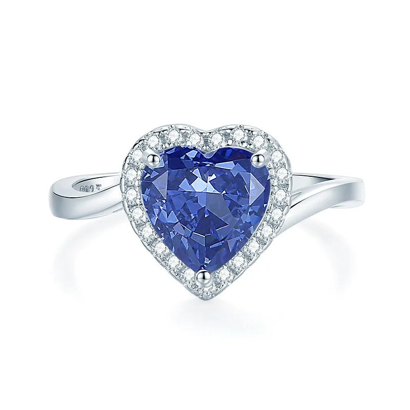 Factory Direct Women 925 Sterling Silver Sapphire Iced Out Blue 5A 8A Zirconia Ring Engagement Wedding Ring Jewelry Manufacturer