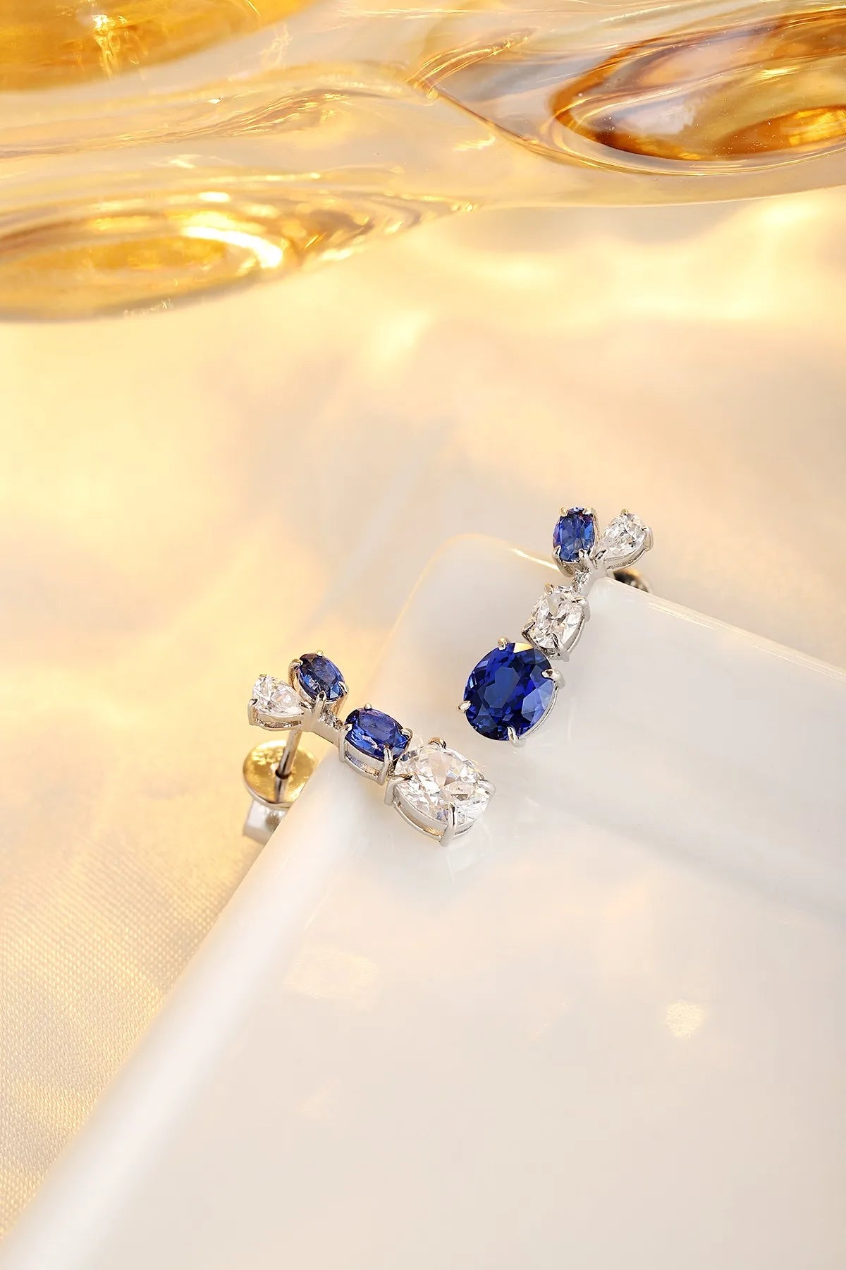 Gemfiori Anster High Quality S925 Lab Grown Sapphire Earring Stud Dainty Gemstone Stud Earrings for Women Daily Wear Gift