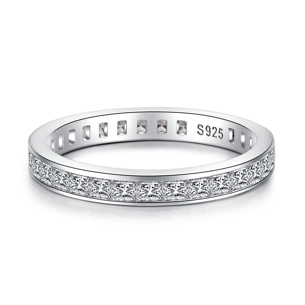 Anti-tarnish Women 925 Sterling Silver 5A 8A Zirconia Wedding Band Engagement Wedding Rings Fine Jewelry Customized Wholesale
