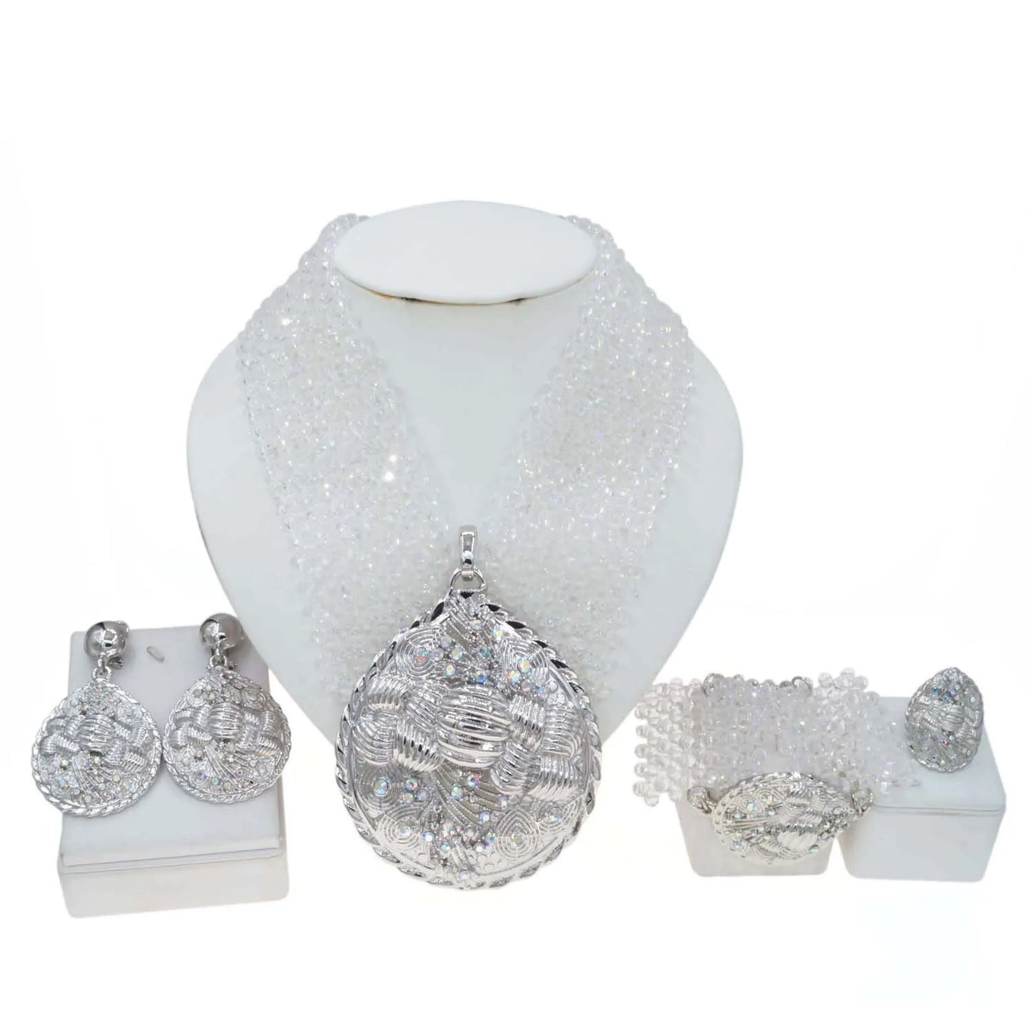 Zhuerrui High-end Simple 18K Gold Jewelry Sets Silver Beads Necklace Bracelet Jewelry Set Latest Bridal Wedding Gifts H40037