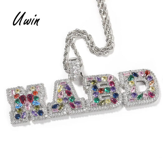 NEWLiFE BiG-BOSS Initial Gemstone Pendant in Stainless Steel for Men & Women | Designer Hip-Hop Jewellery