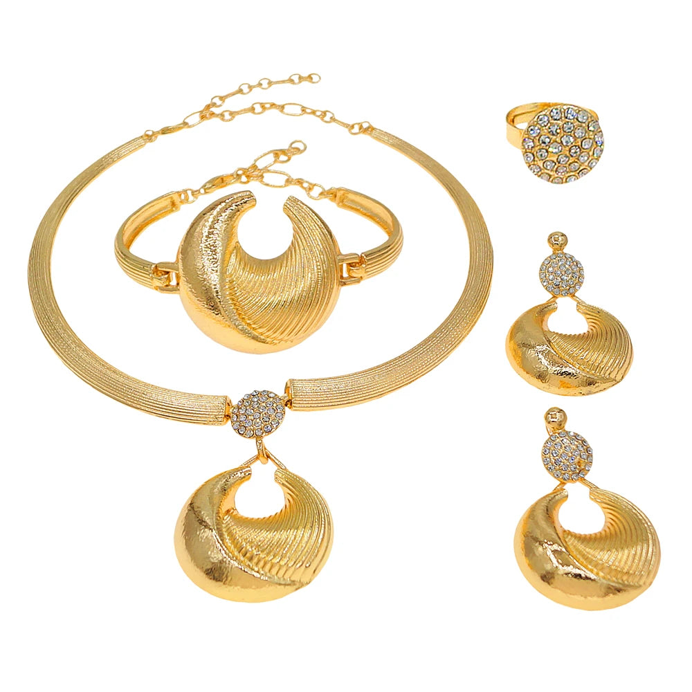 Zhuerrui Nigerian 18k Gold Plated Jewelry Set Brazil Gold Designer Wedding Jewellery Set Fashion Necklaces Jewelry SetsHB01314