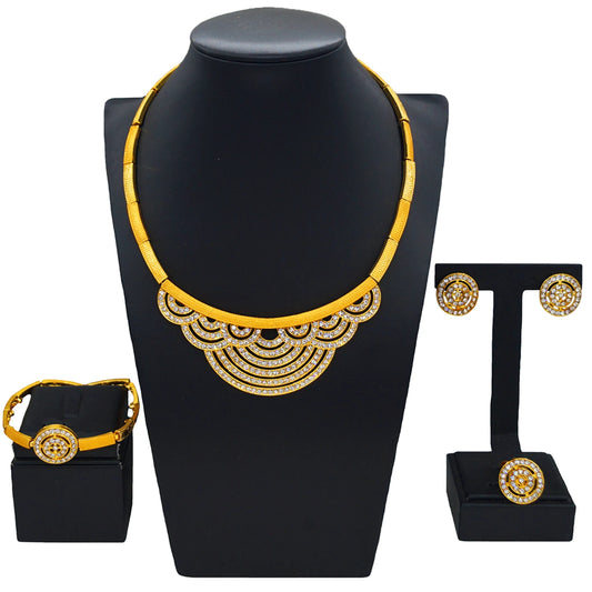 Zhuerrui Exquisite Gold African Jewelry Sets Cheap Bead Necklace Bracelet Jewelry Set Beautiful Woman Festival Gifts HD2300214