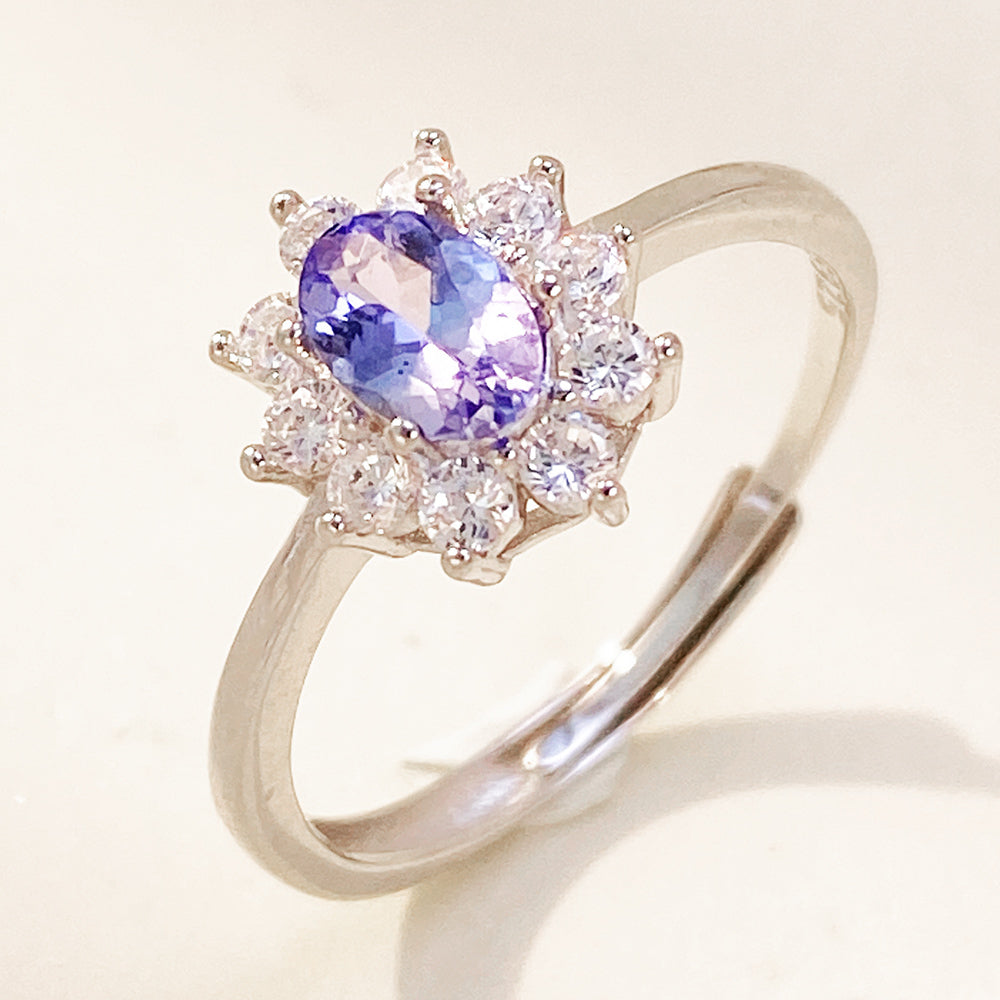 Natural Tanzanite Rings for Women 925 Sterling Silver Classic Rhodium Plated Engagement Fashion Jewelry