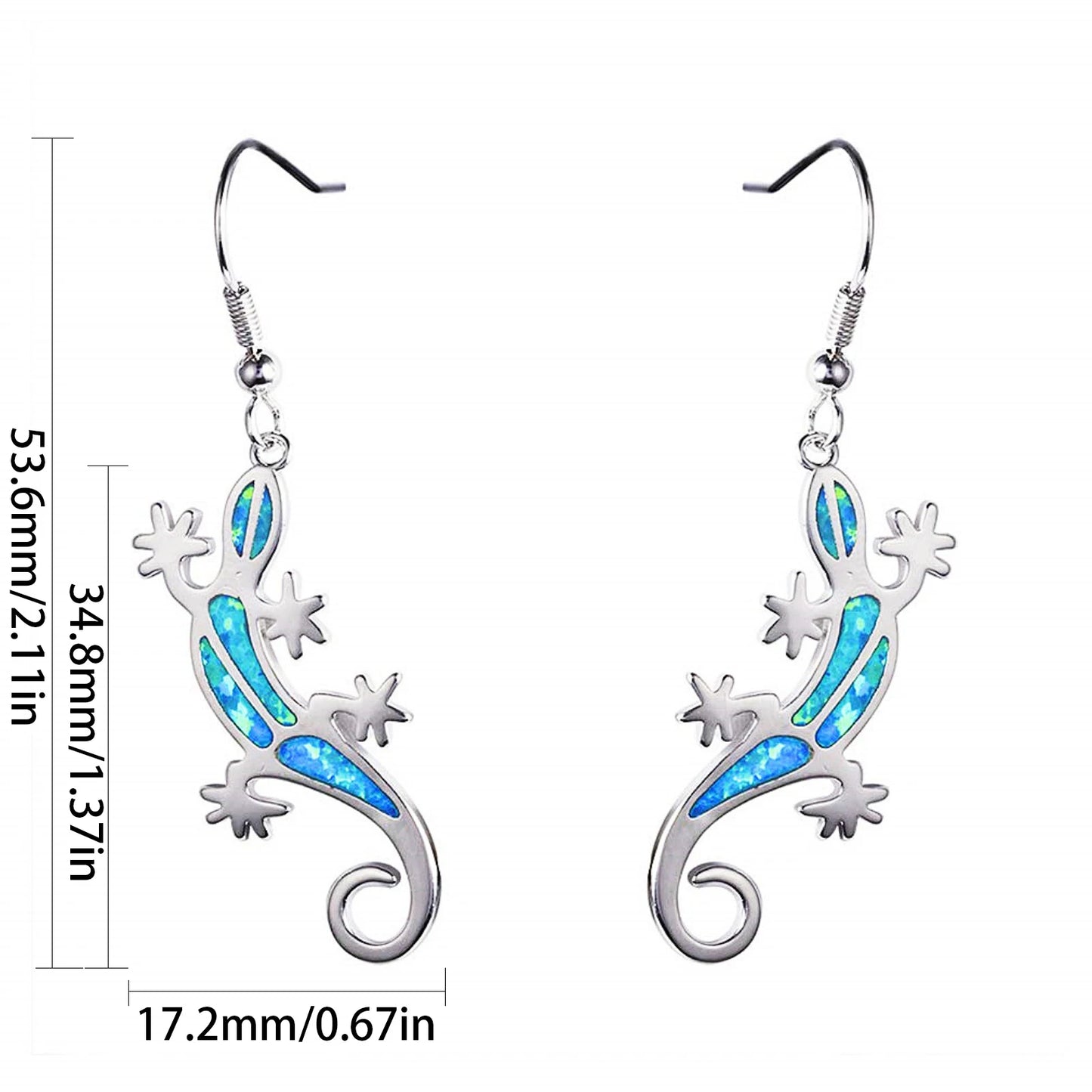 Gecko Opal Drop Earrings - Blue Fire Opal Solitaire & CZ Accent Design | Elegant Formal Jewelry Bulk Gifts
