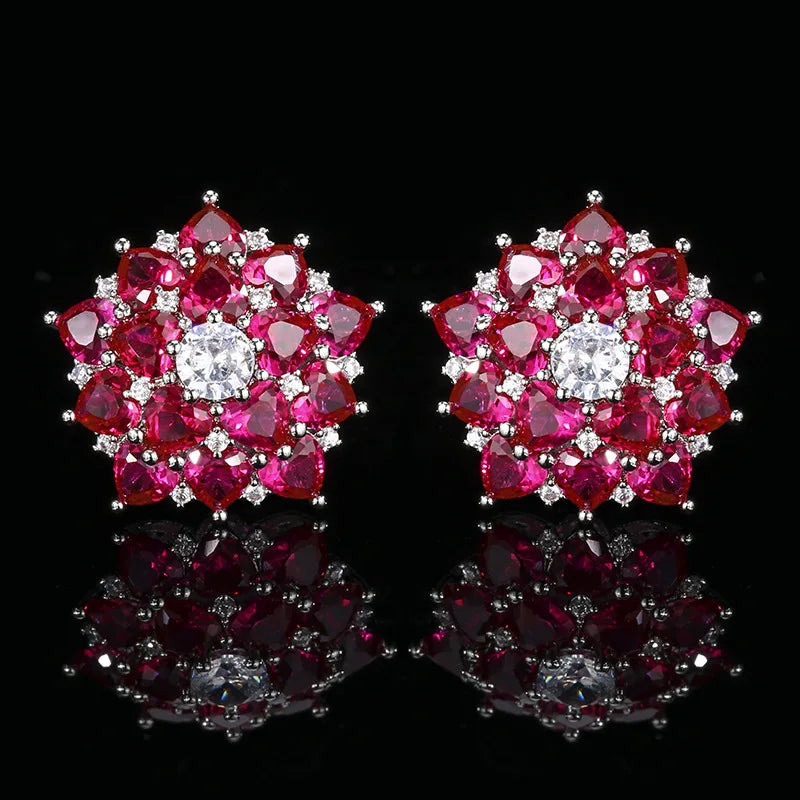 Gemfiori Fashionable Temperament Light Luxury Full of Exquisite Zirconium Elements Brass Micro Inlaid Earrings Necklace Ring Set