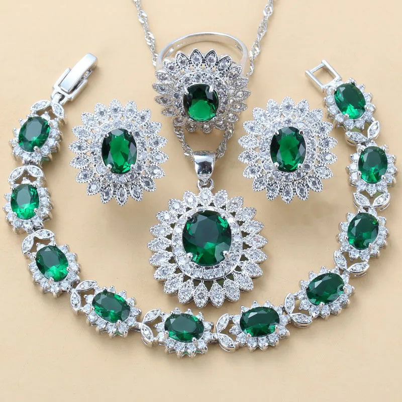 REDheart 2025 Fashion Earrings Rings Bracelets Necklace Fashion Elegant Zircon Jewelry Sets for Women Mothers Day or Wedding