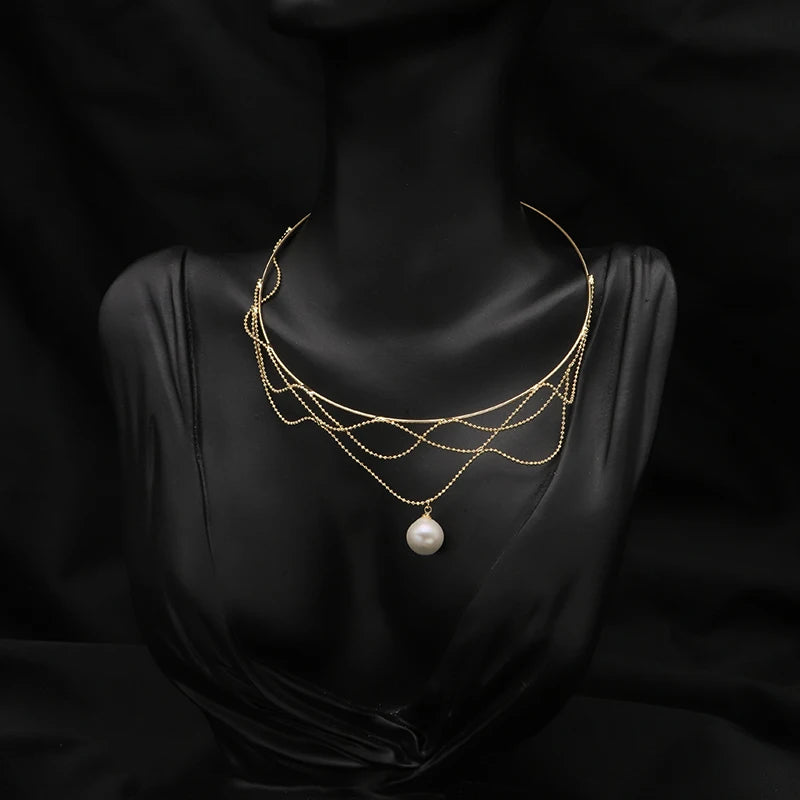 Wholesale Fashion Jewelry Necklaces White Edison Fringe Choker Necklaces for Girls Women'S New Year Gifts