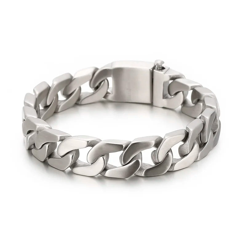 KALEN 22cm Retro Stainless Steel Cuban Chain Bracelet for Men