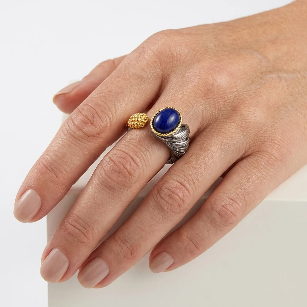 OEM Custom Size 925 Sterling Silver Open Ring With Purple Sodalite