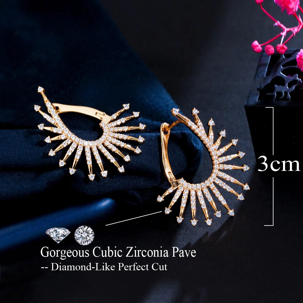 S&S CZ Firework Blossom Big Hoop Earrings – Multicolour & White – 18K Gold Plated – Collection