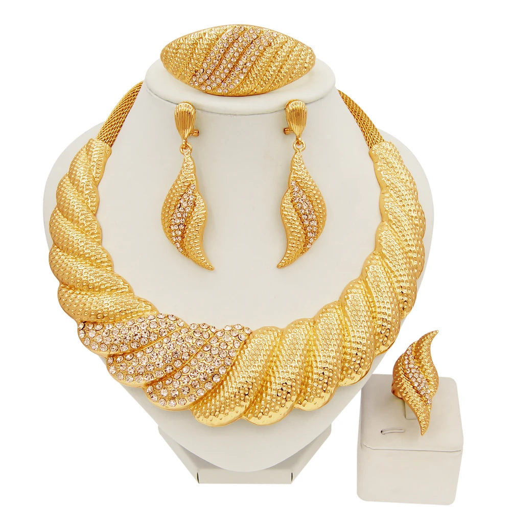 Zhuerrui Italian Gold Luxury Wedding Jewelry Sets White Bead Necklace Bracelet Jewellery Set Exquisite Cheap Price Gifts H00384
