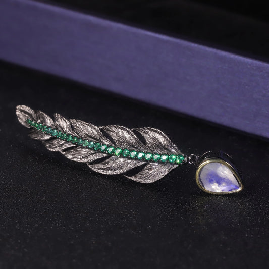 ArtistA Black Brooch in 925 Sterling Silver