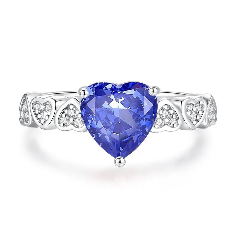 Factory Direct Women 925 Sterling Silver Sapphire Iced Out Blue 5A 8A Zirconia Ring Engagement Wedding Ring Jewelry Manufacturer