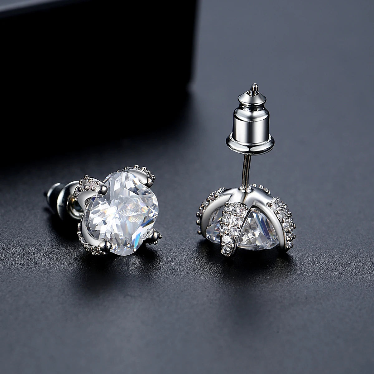 S&S Rhodium Plated Geometric Zircon Necklace & Earring Set – Collection