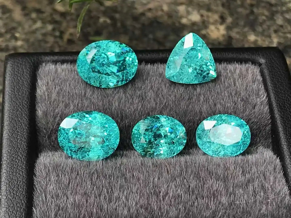 REDheart High Quality Handmade Jewelry Making Rings Lab Grown Paraiba Tourmaline Ice Crack Oval Blue Diamonds Loose Gemstones