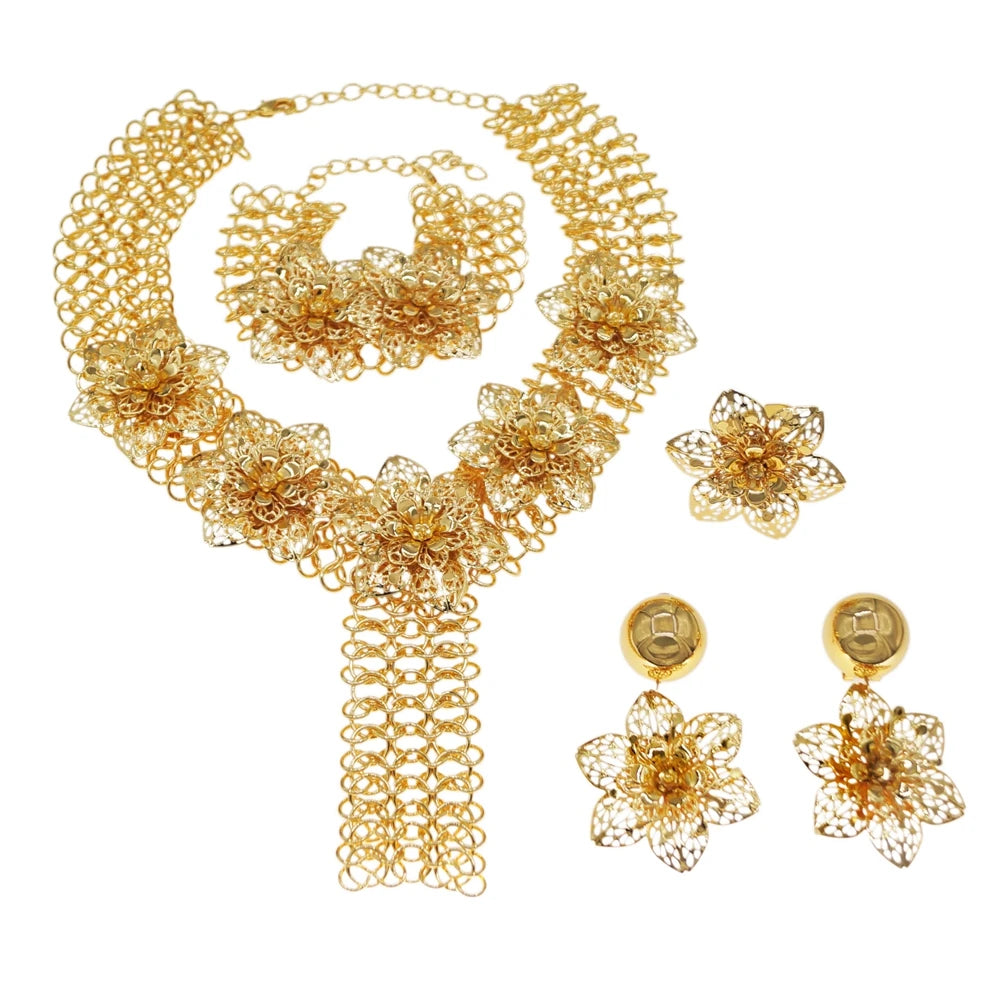 Italian Jewelry Set Alloy Brazilian Jewelry Sets Wedding Party Pendant Necklace  Earrings Jewelry Set HK048422