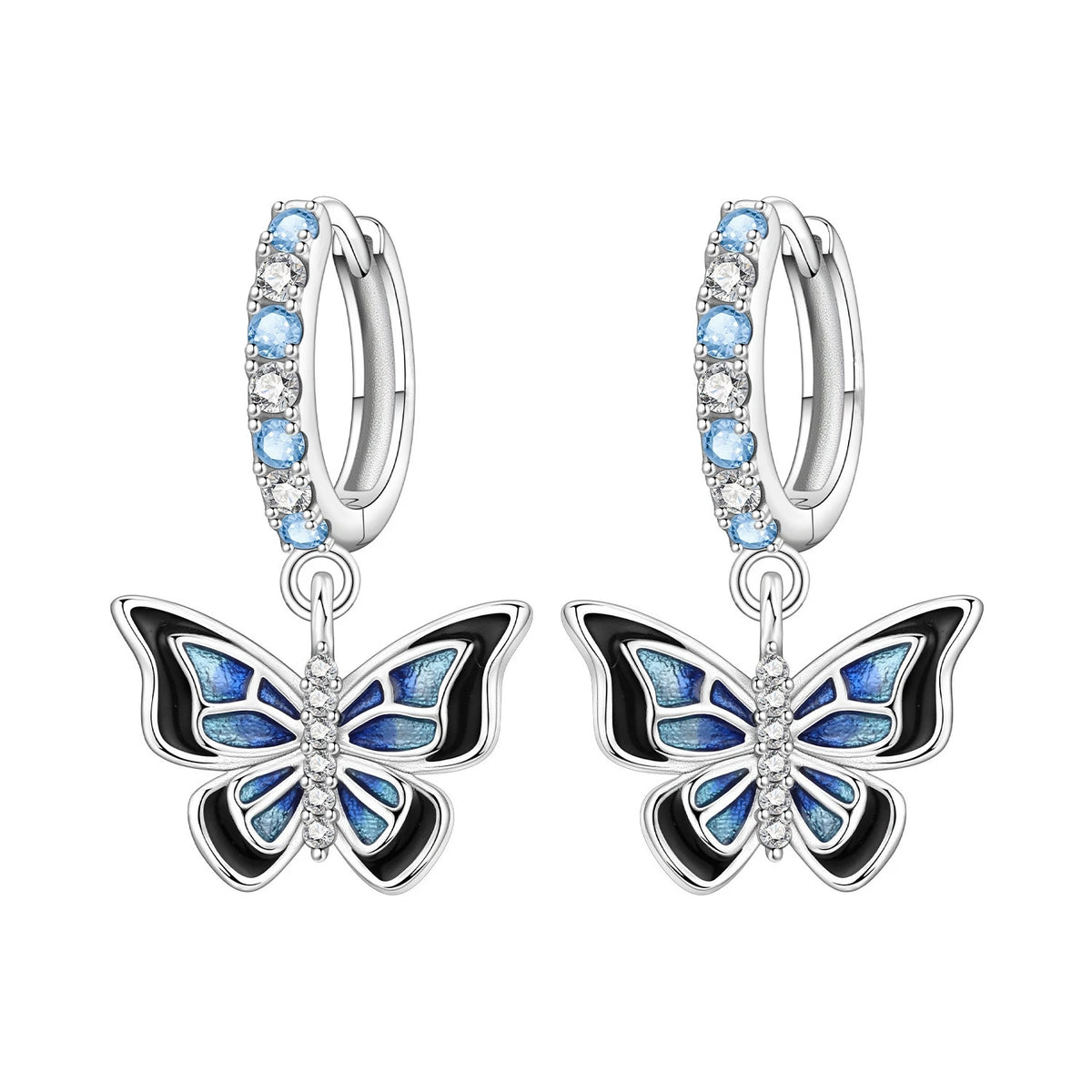 S&S Butterfly Zircon Drop & Stud Earrings | Silver Plated | S&S