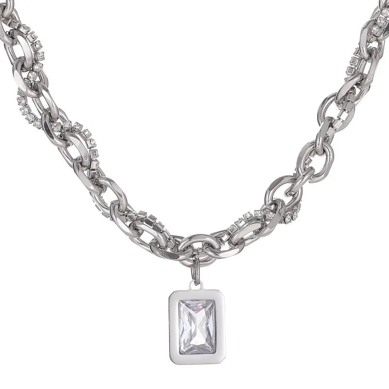 NEWLiFE VIKING Cuban Link Zircon Necklace in Silver Plated for Women & Men | Designer Jewellery for women & MEN