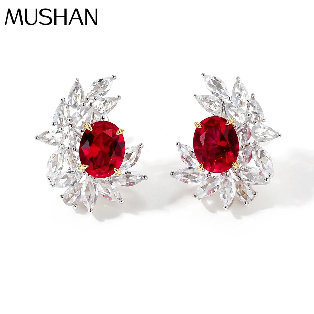 MUSHAN Jewelry Factory Pure Silver Stud Earrings Light Luxury High Carbon Diamond Electroplated Gold Bestseller Accessory