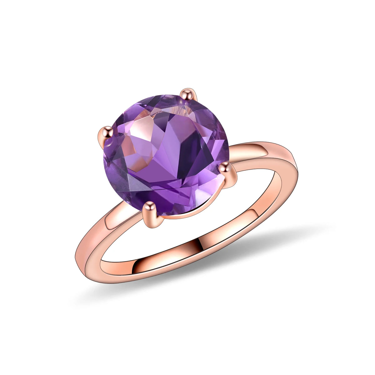 Gemfiori Abiding Classic 4 Prong Round Brilliant Cut 9MM Big Gemstones 925 Silver Womans Solitaire Rings for Wedding Engagement