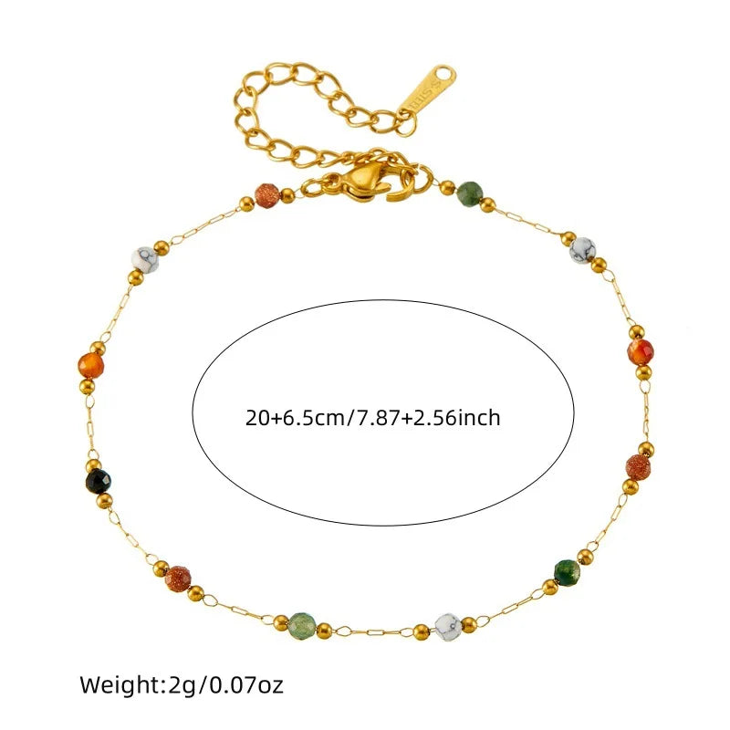 Gold Beaded Chain Necklace, Bracelet & Anklet Jewellery Set | Boho Fashion Set