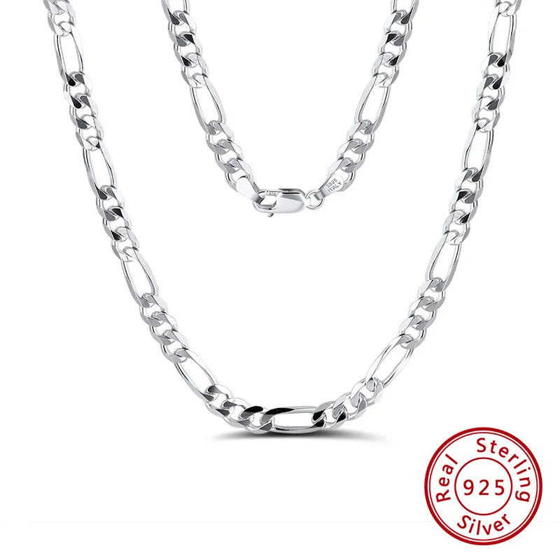 BiG-BOSS 2026 Trendy Style Hot New 3.3mm 925 Sterling Silver Figaro Chain Necklace Diamond Cut Link Chain for Women and Men