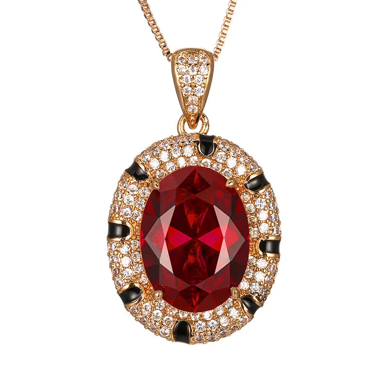 REDheart Trendy Zircon Simulation Brass Inlay Flower Pattern Women's Anniversary Engagement Wedding Party Gift Necklace Set