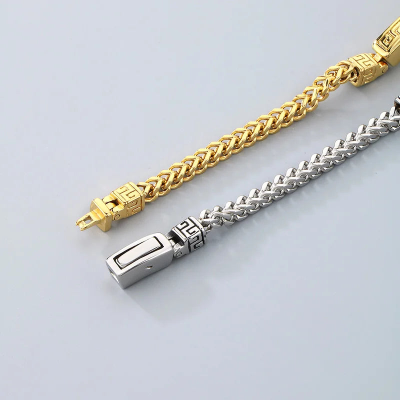 KALEN Gothic Fashion Bracelets Mens Stainless Steel Herringbone Links Bracelet