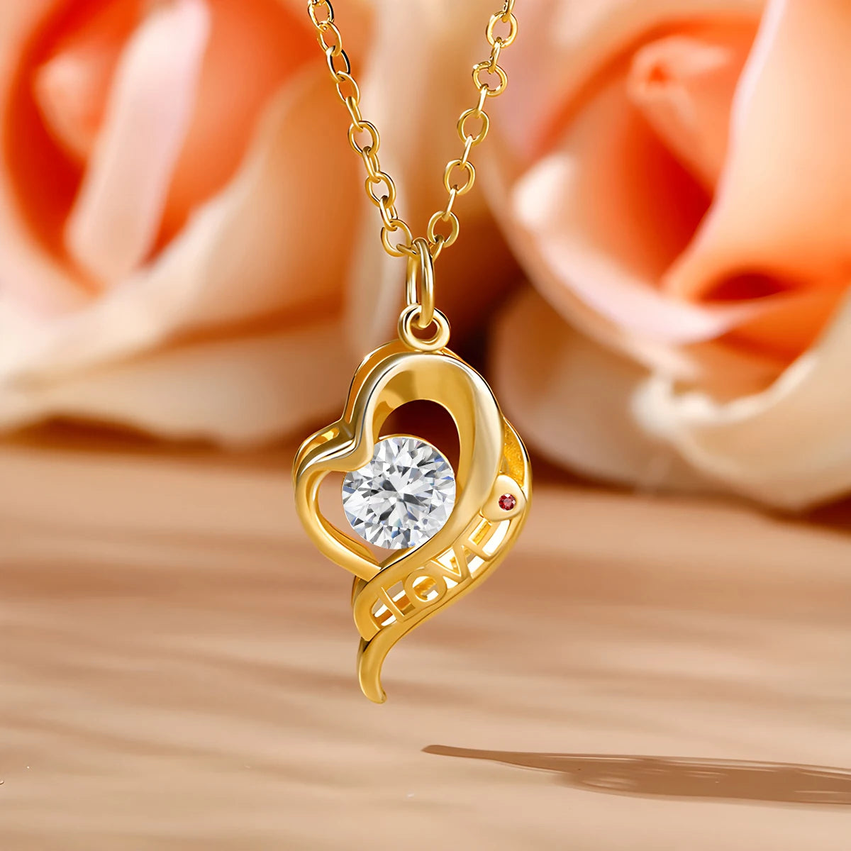 Gioiellieri Fine Jewelry Factory Woman Engagement Mother's Day Gift 1 Carat Moissanite Valentine Love Hollow 14K Gold Pendant