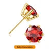 Gioiellieri Fine Jewelry Synthetic Sapphire Ruby Corundum Gift 14K Gold Minimalist Style Men Women Gold 6 Claws Stud Earrings