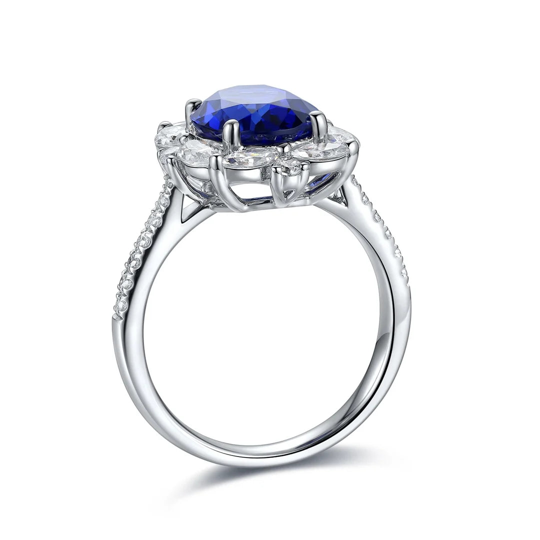 Gemfiori Jewelry Trendy High Quality S925 Silver Cultivated Paraiba Ring Unisex Engagement Ring for Wedding Party or Gift