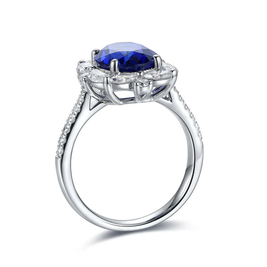 Gemfiori Jewelry Trendy High Quality S925 Silver Cultivated Paraiba Ring Unisex Engagement Ring for Wedding Party or Gift