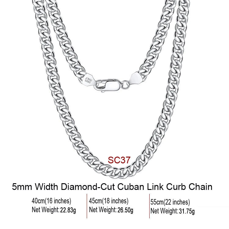S&S 925 Sterling Silver Chain Necklace — Rope, Figaro, Cuban & Box | S&S Collection
