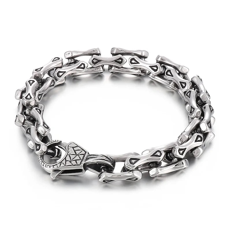 REBEL Trendy Fine Jewelry Fashion Bracelets Stainless Steel Skull Mens Links Bracelet