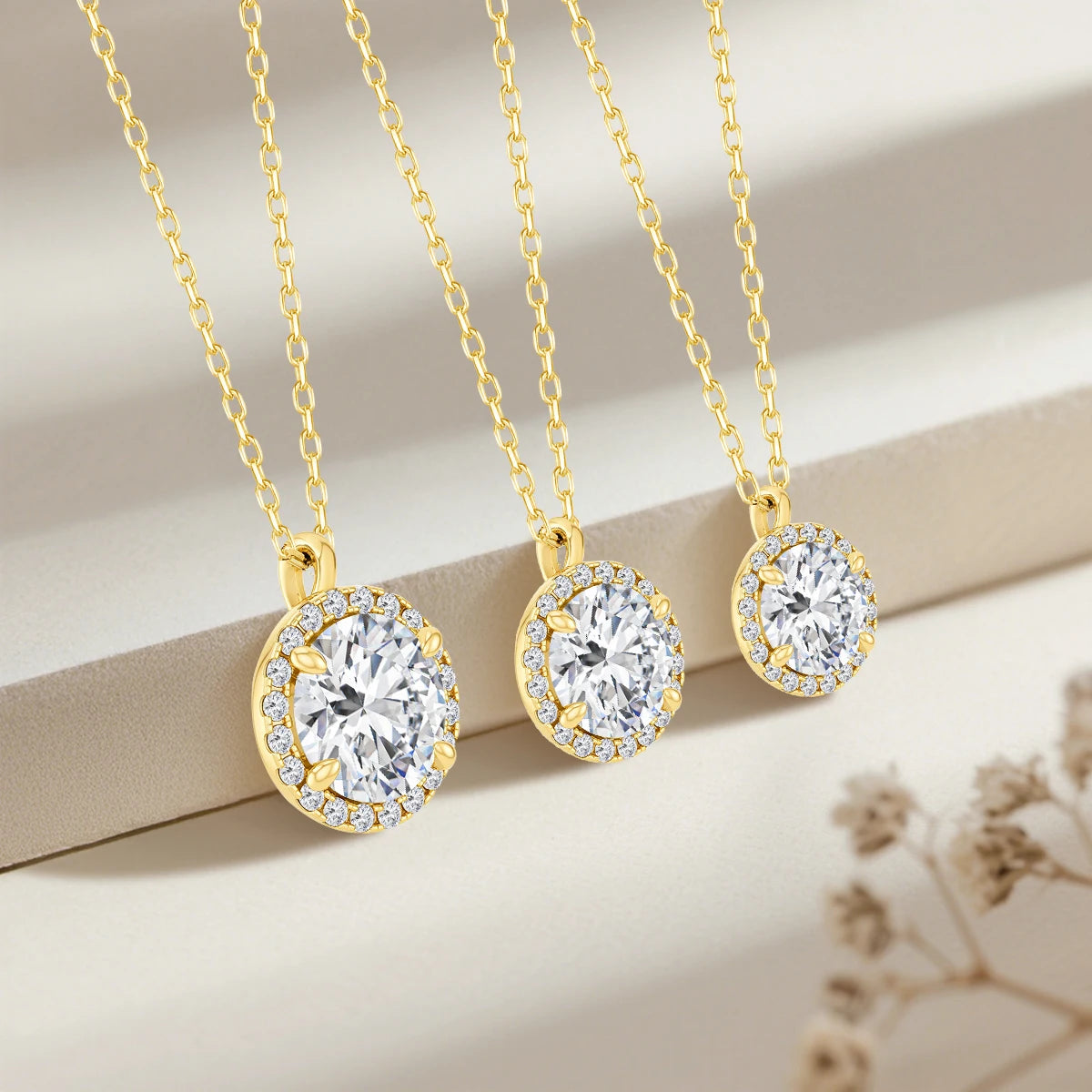 Gioiellieri Luxury 0.5ct 1ct 2ct Round Moissanite Jewelry Halo 14K Gold Women's Gemstone Pendant Premium Gift