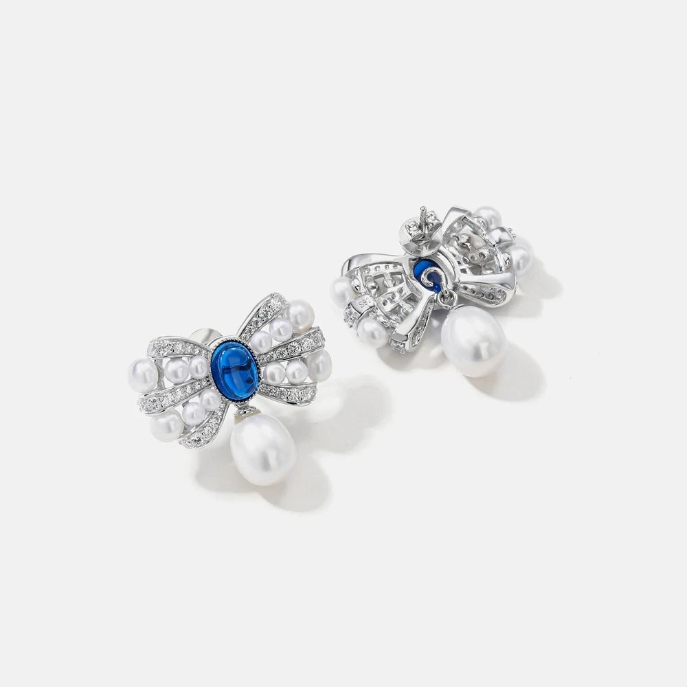 MUSHAN Jewelry Factory S925 Natural Pearl Stud Earrings Light Luxury and High End Bow Ear Accessory Cross Border Bestseller