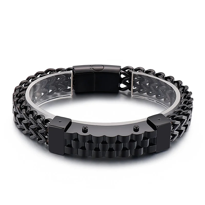 KALEN Punk Personality 18K Gold Plating Woven Chain Bracelets Men Stainless Steel Jewelry Bracelet