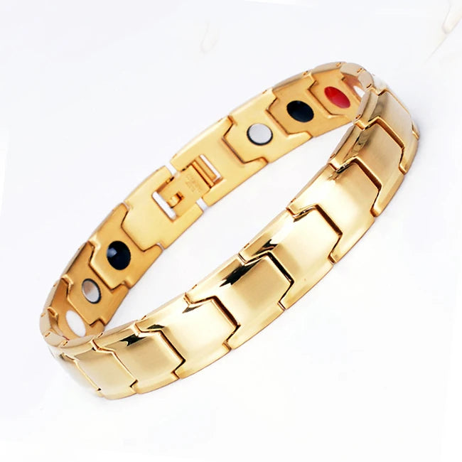316L Stainless Steel Health Bracelet Black Gold Man's Titanium Steel Germanium Magnetic Negative Ion Woman's Bangle