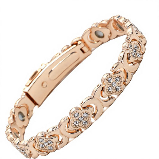 Euro-American Cross-border Hot-selling Magnetic Bracelet Stylish Luxury Lucky Clover Design Kevlar Natural Stone Single-Row