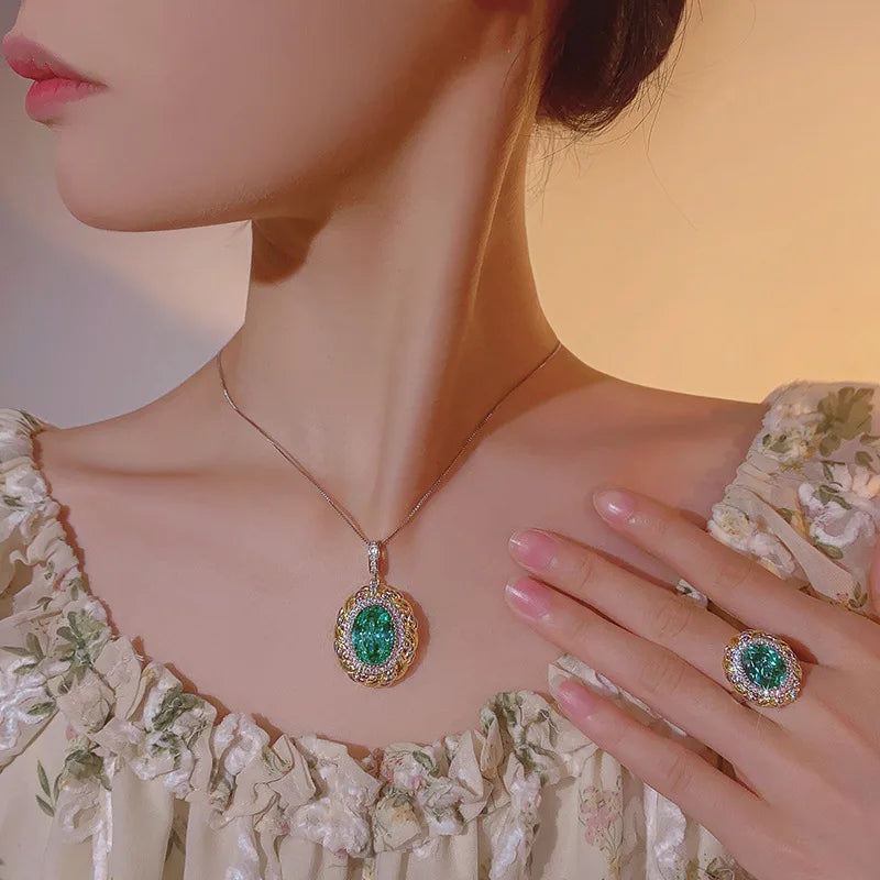 Gemfiori 2025 Hot Selling New Jewelry Simulation Bird's Nest Para Green Jewelry Retro Drawing Set