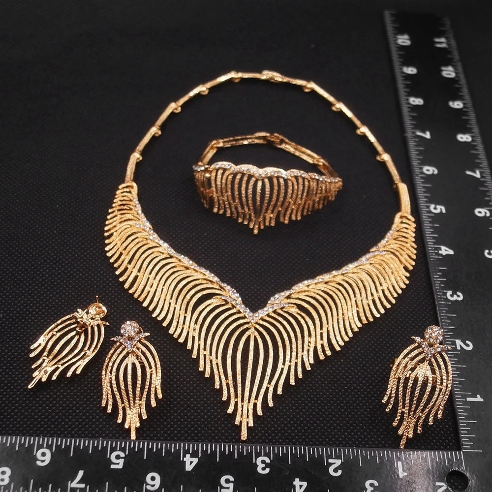 Zhuerrui Paperclip Brazil Gold Design Jewelry Set Fashion French Exquisite High-end Jewelry Sets Valentine's Day Gift HA21050114
