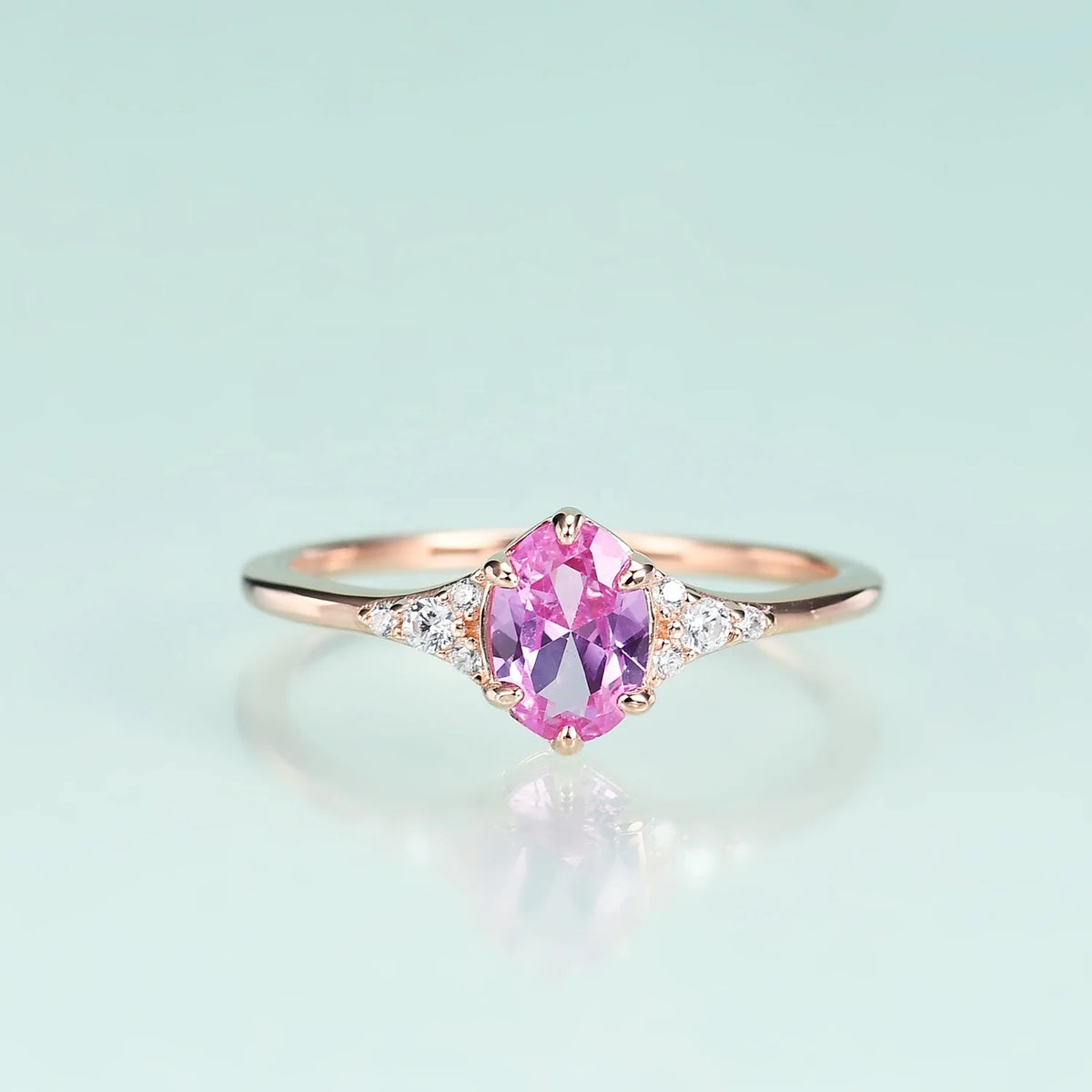ArtistA Abiding Delicate Trendy Women Jewelry Sterling Silver 925 Rose Gold Plated Ring Lab Grown Pink Sapphire Gemstone Rings
