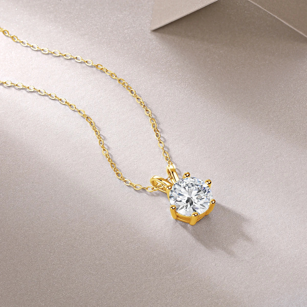 Gioiellieri Fine Jewelry Custom Woman Engagement Wedding Classic 6 Prongs Cdena De Oro 14k Gold Hollow 1ct 2ct 3ct Moissanite Pendant