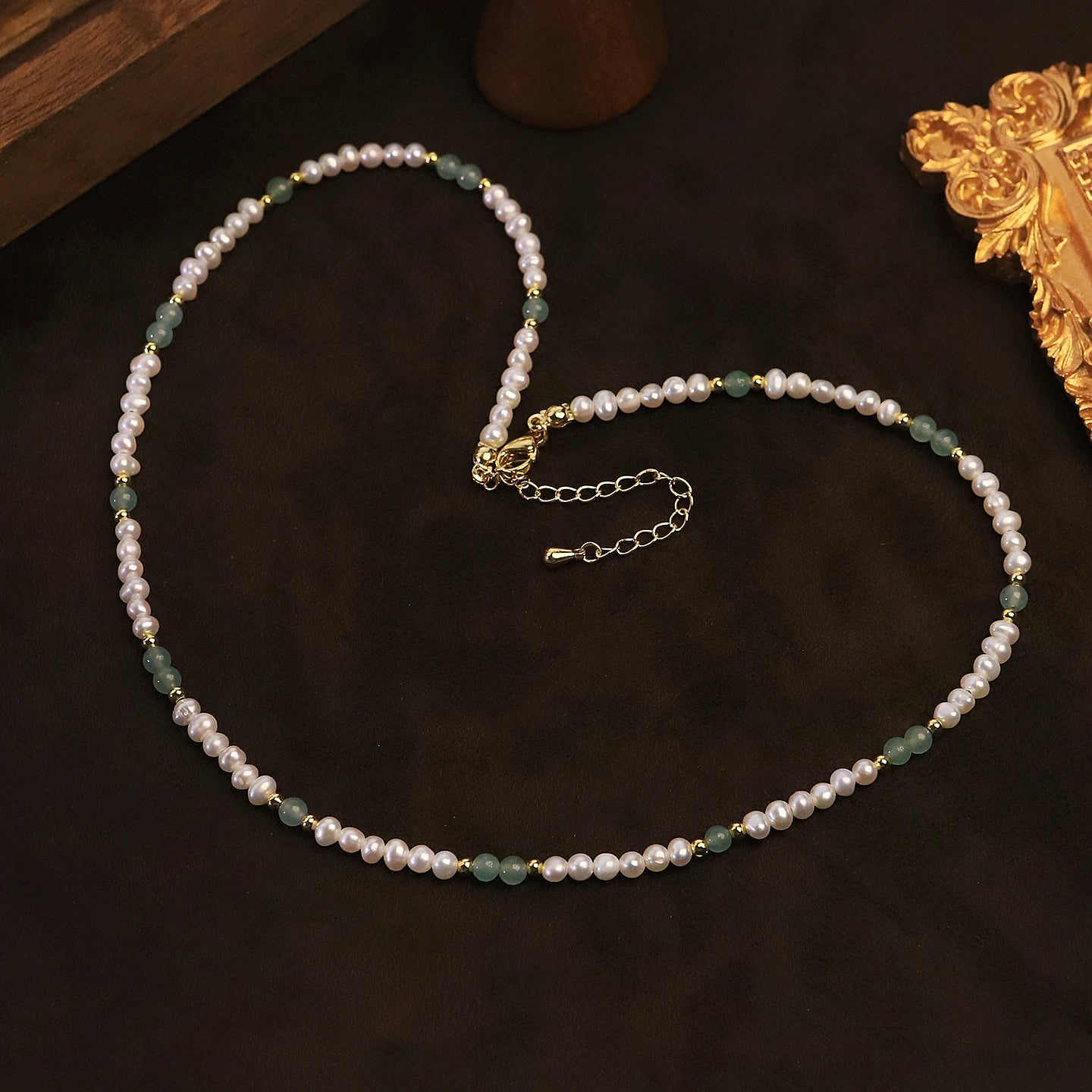 Natural Freshwater Pearl Jade Necklace for Women Daily Wear Vacation Wedding Gift Dainty Beaded Choker Necklace Bohemian Jewelry