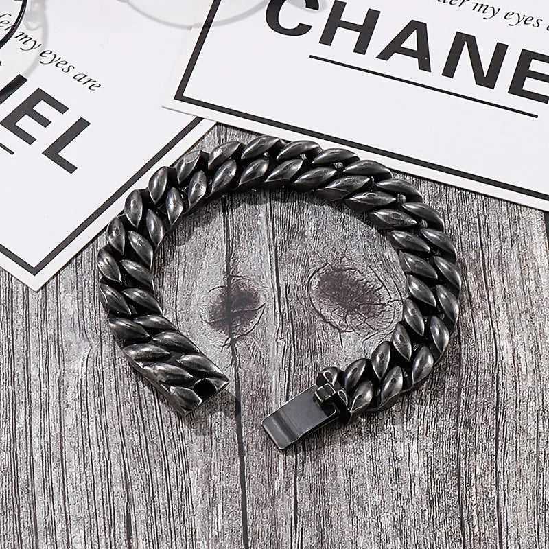 KALEN Hip-hop Stainless Steel Fashion Jewelry Bracelets Cuban Style Links Bracelet for Men